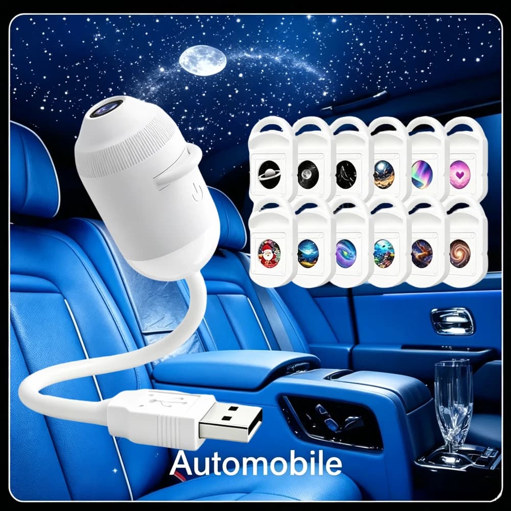 Mini Galaxy Star Projector 2 in 1 Night Light Home Background Atmosphere Light Bedroom Car Decoration Children's Gift