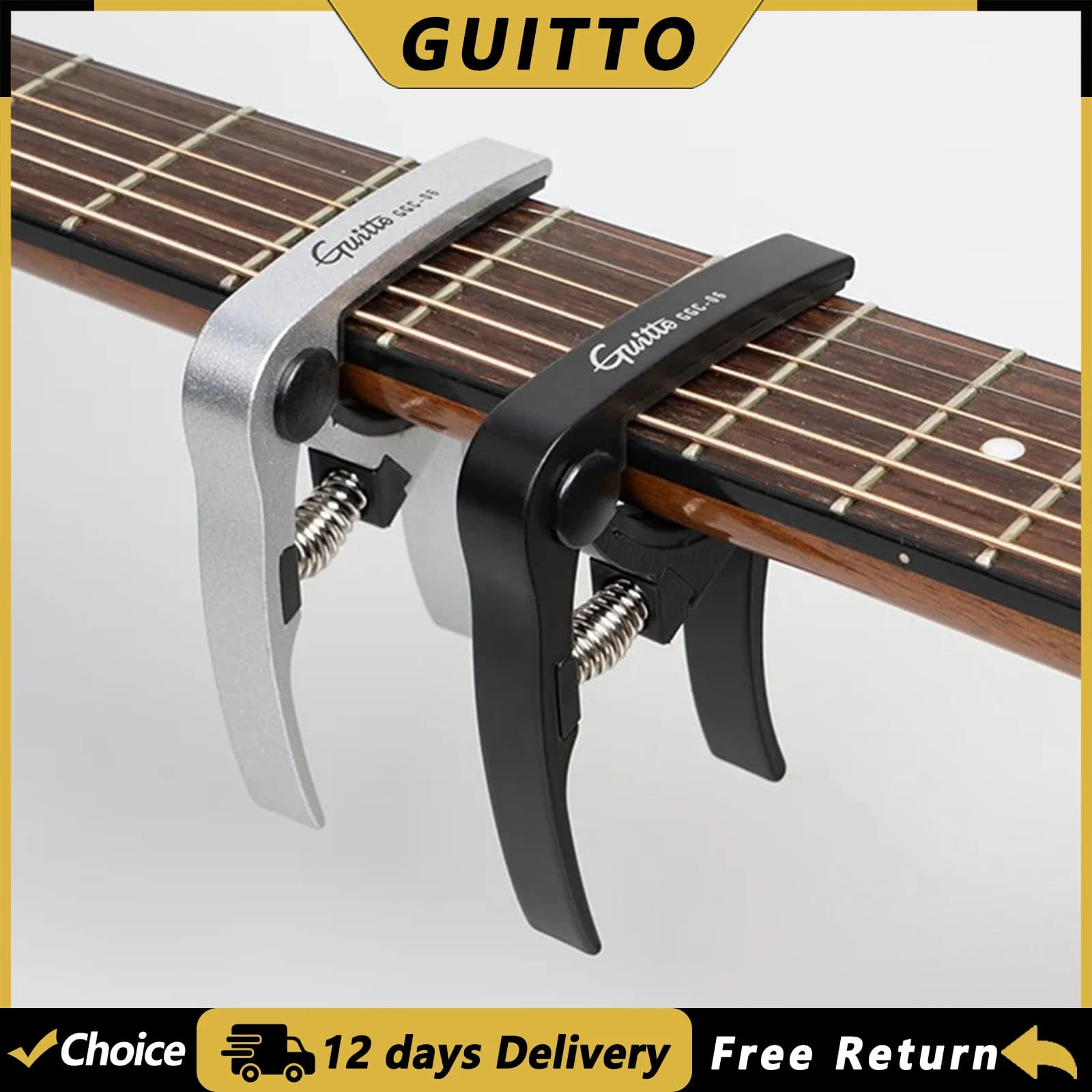 GUITTO GGC-06 Aluminum Alloy Guitar Capo for Acoustic Classic Electric Guitar Ukulele Mandolin Tuning Clamp Guitar Accessories