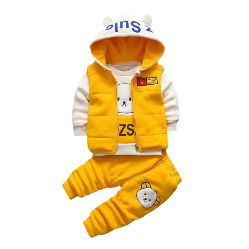 Nuovo Autunno Inverno Neonata Vestiti Per Bambini Ragazzi Addensato Con Cappuccio Maglia T-Shirt Pantaloni 3 Pz/set Bambino Costume Per Bambini Tute