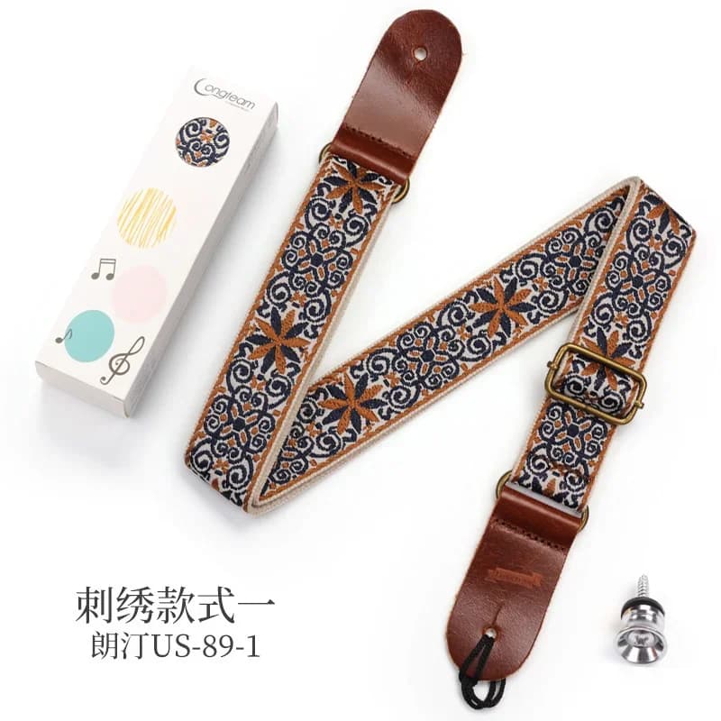 Tracolla per Ukulele con ricamo, tracolla per Ukulele in stile etnico, tracolla per pianoforte Jacquard