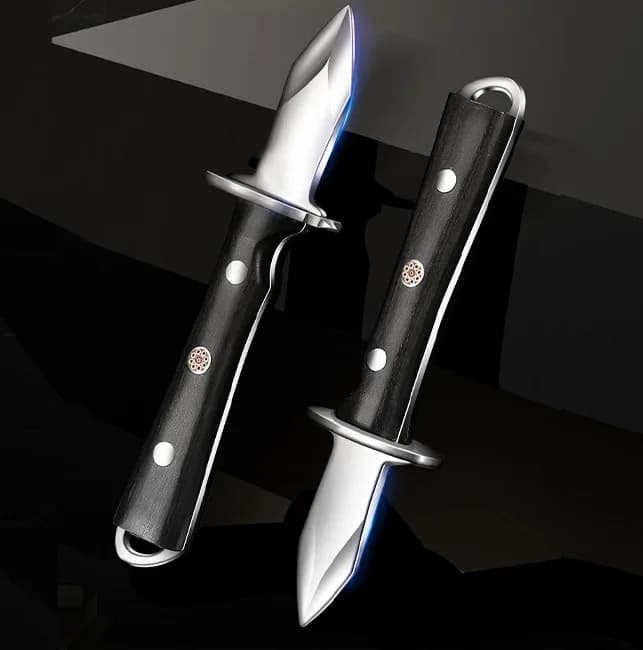 Coltello da ostrica in acciaio inossidabile di legno di colore nero accessori per utensili da cucina gadget apriscatole addensati di lusso leggero