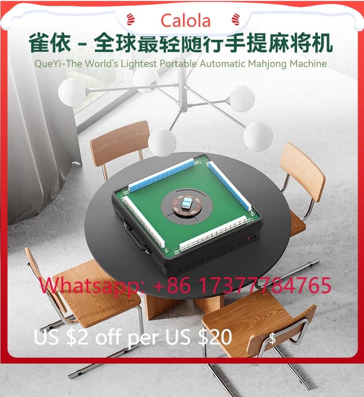 QUEYI Set di Mahjong Americano Portatile e Automatico, con Tessere