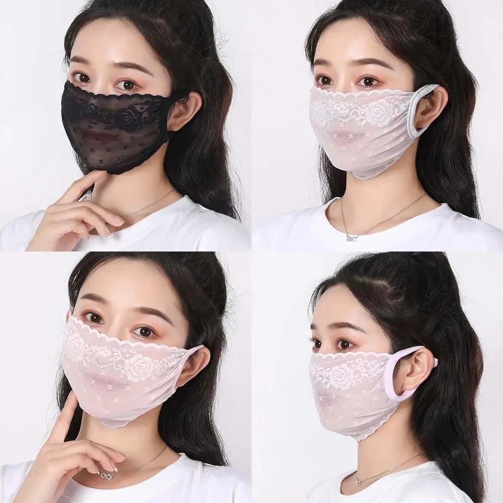 Fashionable cycling mask, breathable, with solar protection, elastic lace design, ultra-thin UV protection, for outdoors