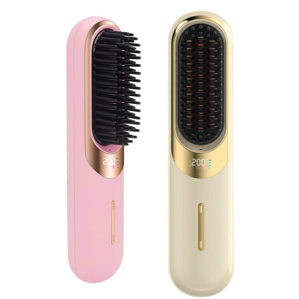 Multifunctional wireless hair brush and beard brush with negative ion technology Hot comb for domestic and travel use