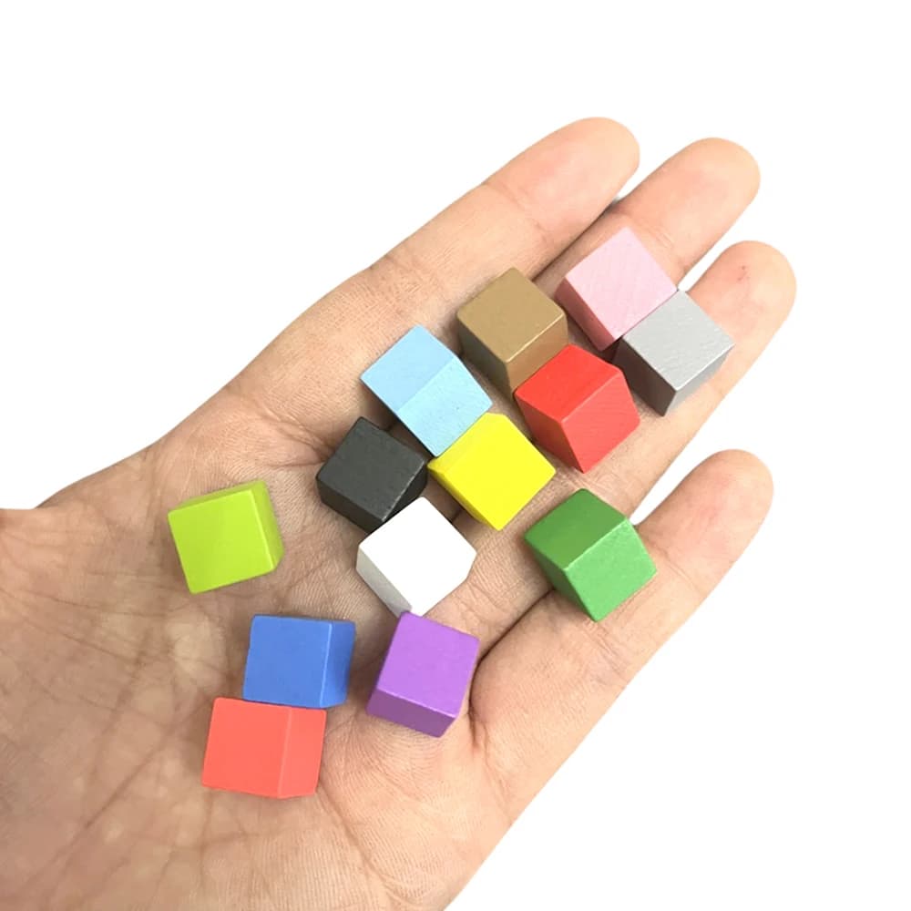 200Pcs/lots 10mm Wood Cubes Colorful Dice Chess Pieces Right Angle For Token Puzzle Board Games Early Education