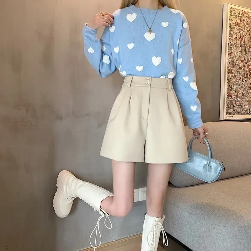 Women's Wide Leg Pants with Slim Shorts Solid Color High Life Fashion Casual and Versatile XT1290