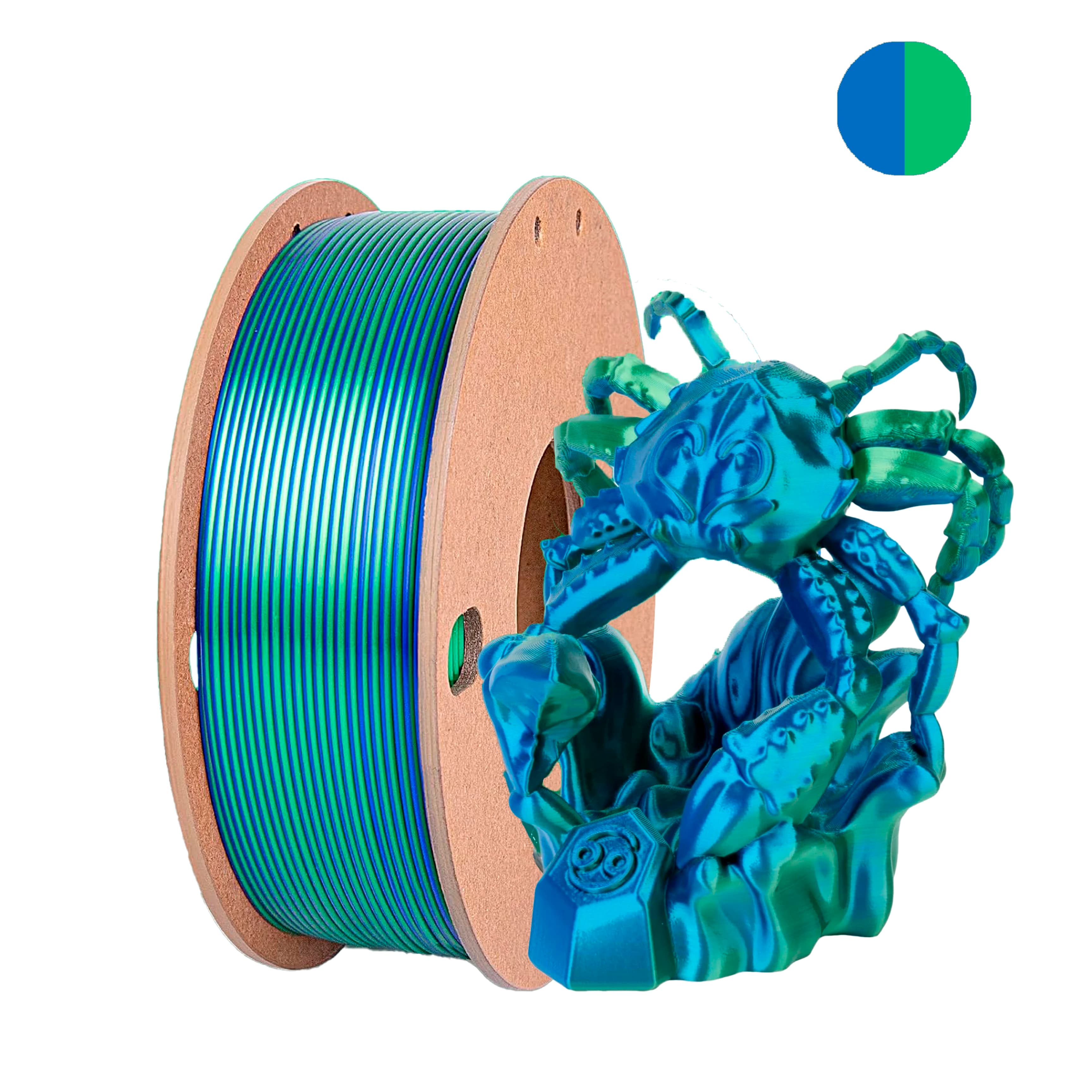 Two-tone silk 3D Printing Filament compatible with Bambu Lab, Creality & Anycubic printers - 250 g coil, diameter 1.75 mm