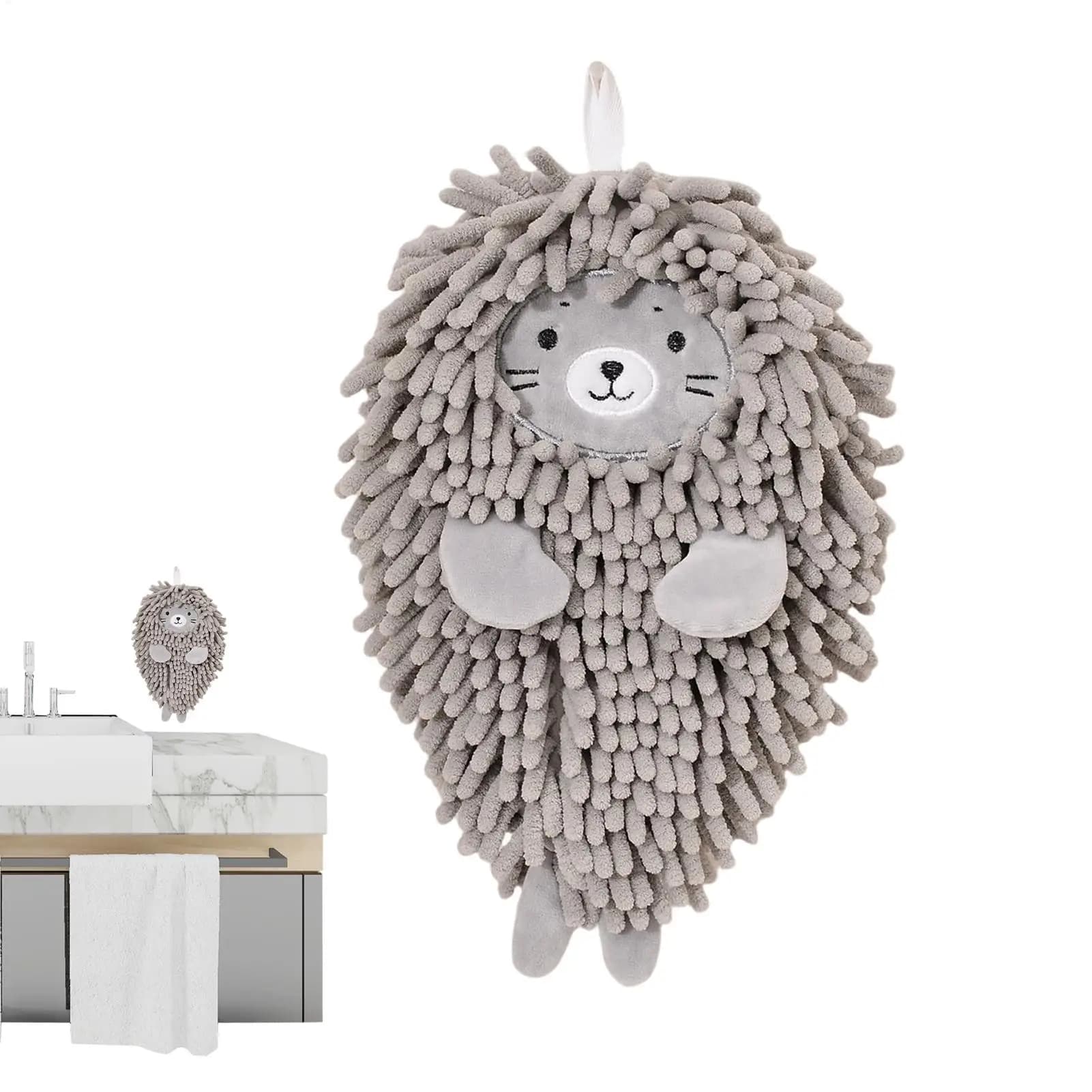 Bathroom Hand Towels Cute Sea Lion Shape Soft Chenille Rags Hand Towel Bathroom For Kitchen Countertop Home Shower Hotel Bar Spa