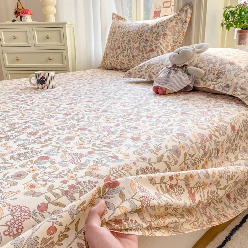 Lenzuolo Piatto 100% Cotone Stile Floreale Confortevole per Adulti, Misure Singolo/Queen/King, Lenzuola in Puro Cotone per Letti