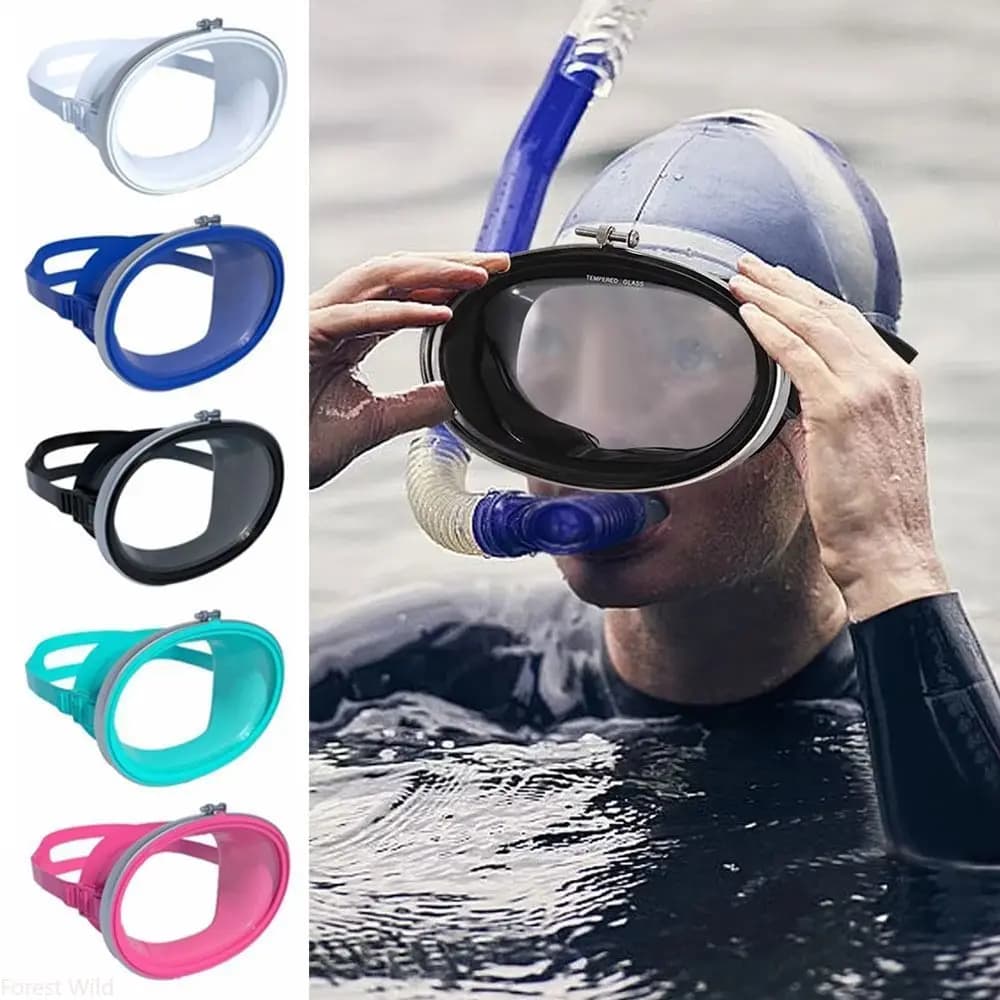 Waterproof Tempered Glass Wide View Diving Mask Oval Shape Single Lens Lightweight Snorkeling Goggles For Spearfishing Set