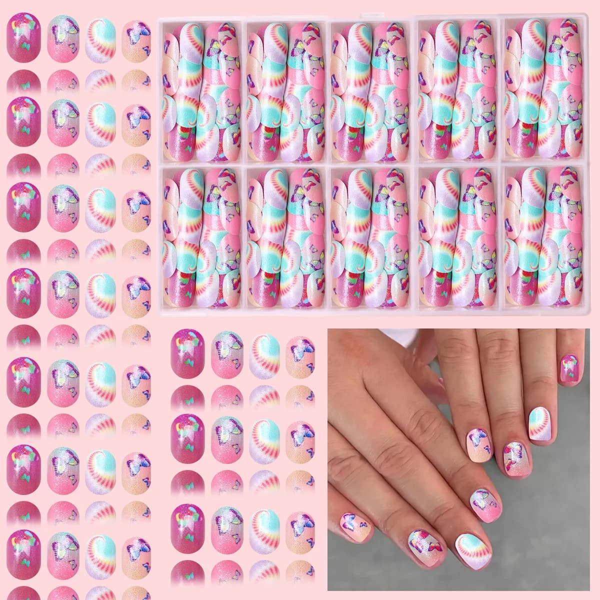 Anime Group Nail Stickers Manicure Set Cartoon DIY Art Decor Perfect Full Set Wearable Nail Art Patch Birthday Party Gift Toy