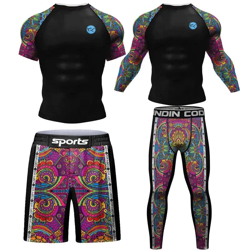 Rashguard t-shirt MMA da boxe da uomo + Set di pantaloni Compression Top Fightwear Combat Kickboxing Training Sportsuit Bjj Muay Thai Jerseys