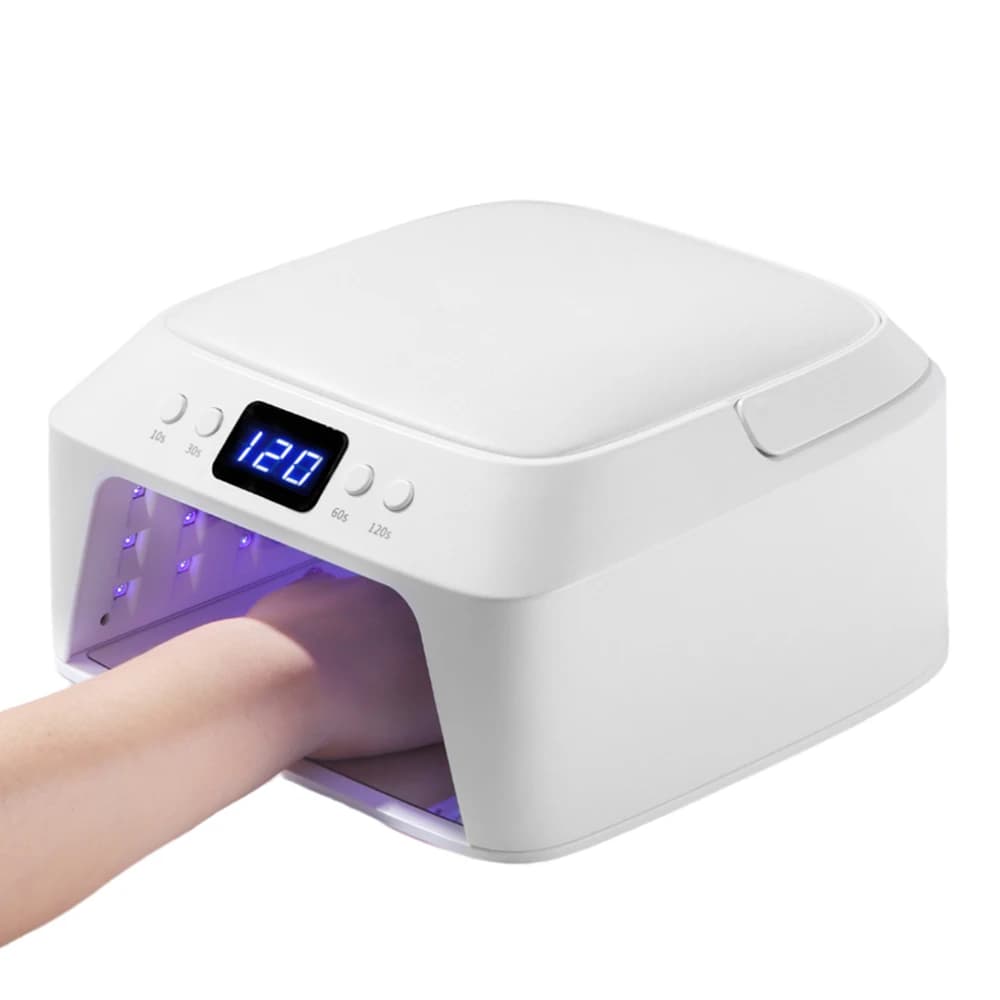 Lampada UV per unghie a 71 LED Essiccatore per unghie di grande spazio con cuscino per le mani Sensore intelligente Lampada UV professionale da 72 W per unghie Manicure Pedicure