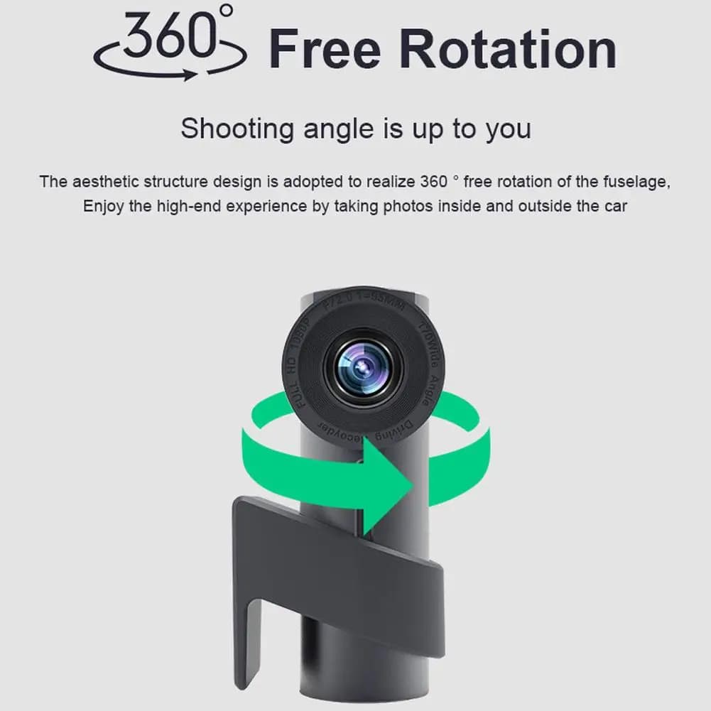 Dash Cam WiFi 1080P a Doppia Lente, Registratore Video DVR per Auto con Rotazione a 360°, Visione Notturna, Monitoraggio Parcheggio 24H, Sensore G
