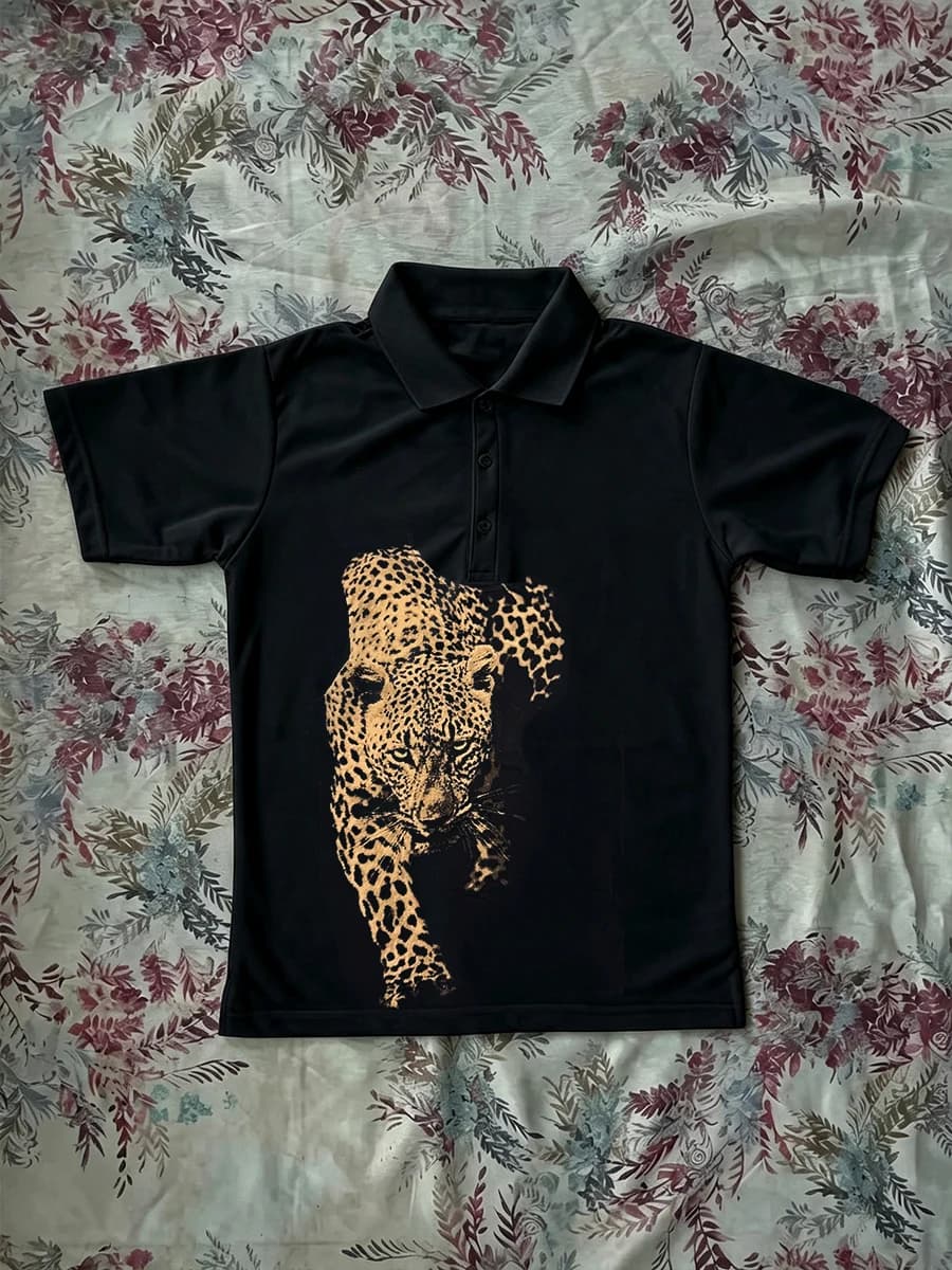 Polo Shirts Vintage Leopard Animal Graphic Print Y2k Hip Hop Men's Golf Shirts Streetwear Aesthetic Tee Minimalist Fashionable