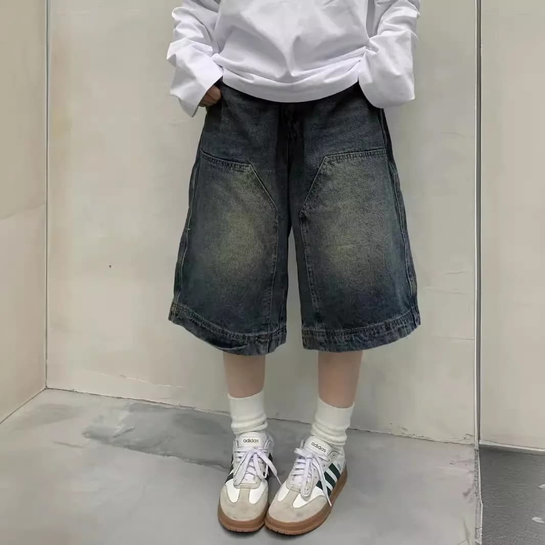 Women's Vintage Y2K Y2K Wide Leg Trousers Washed Shorts Random Boot Jeans Men's jeans Jorts oversize streetwear