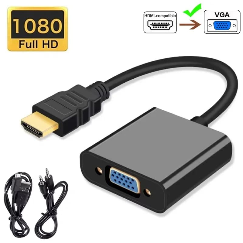 HDMI-VGA 1080P cable converter with audio power adapter male- HDMI converter VGA Female for TV Laptop Projector PC