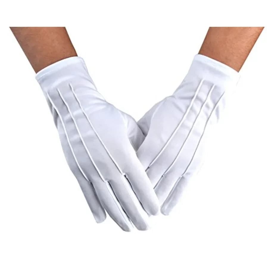 JISEN Men Police Formal Tuxedo Honor Guard Parade Nylon Cotton Gloves 26cm