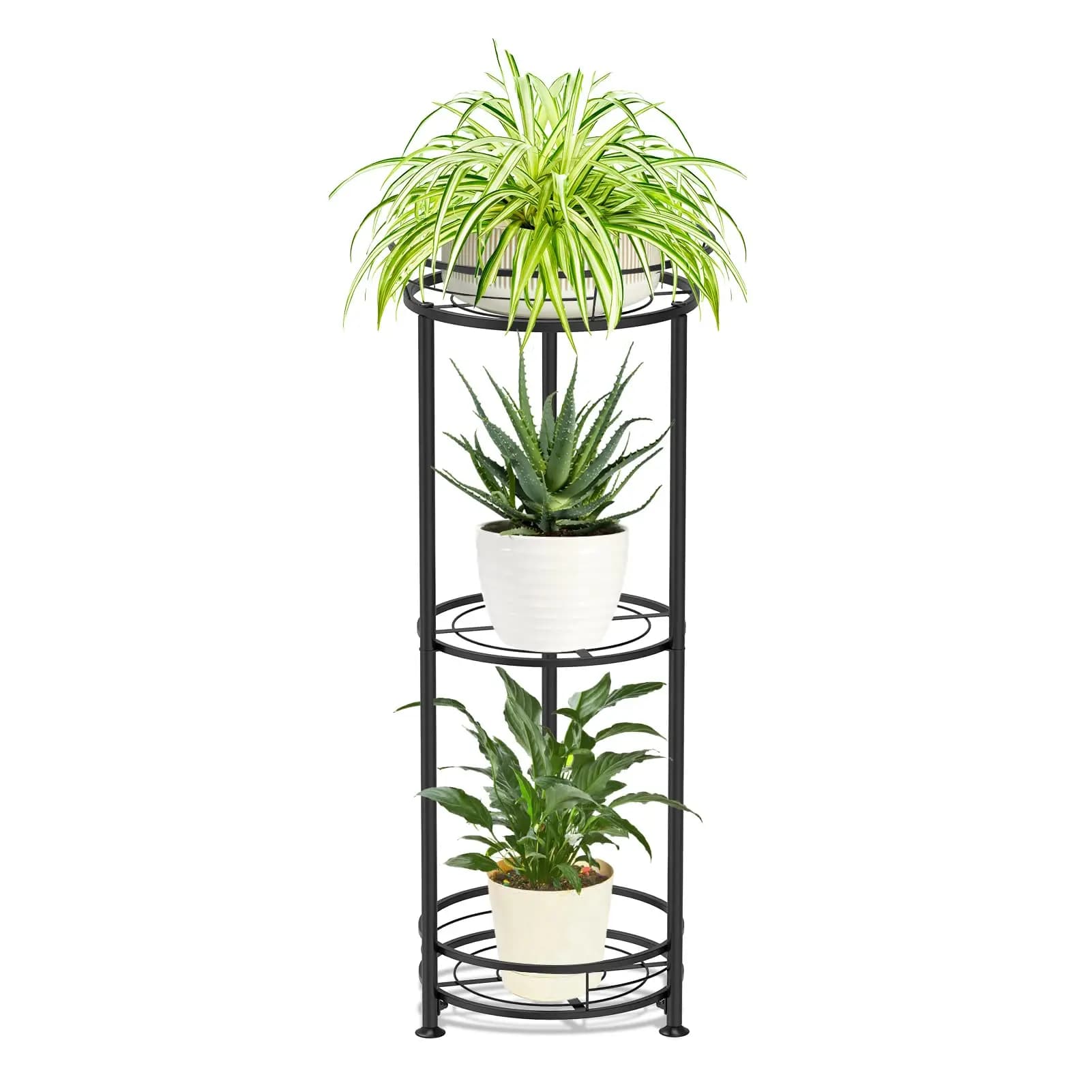 Portavasi Angolare a 3 Livelli in Ferro per Patio, Giardino, Balcone, Soggiorno - Scaffale Portafiori in Metallo