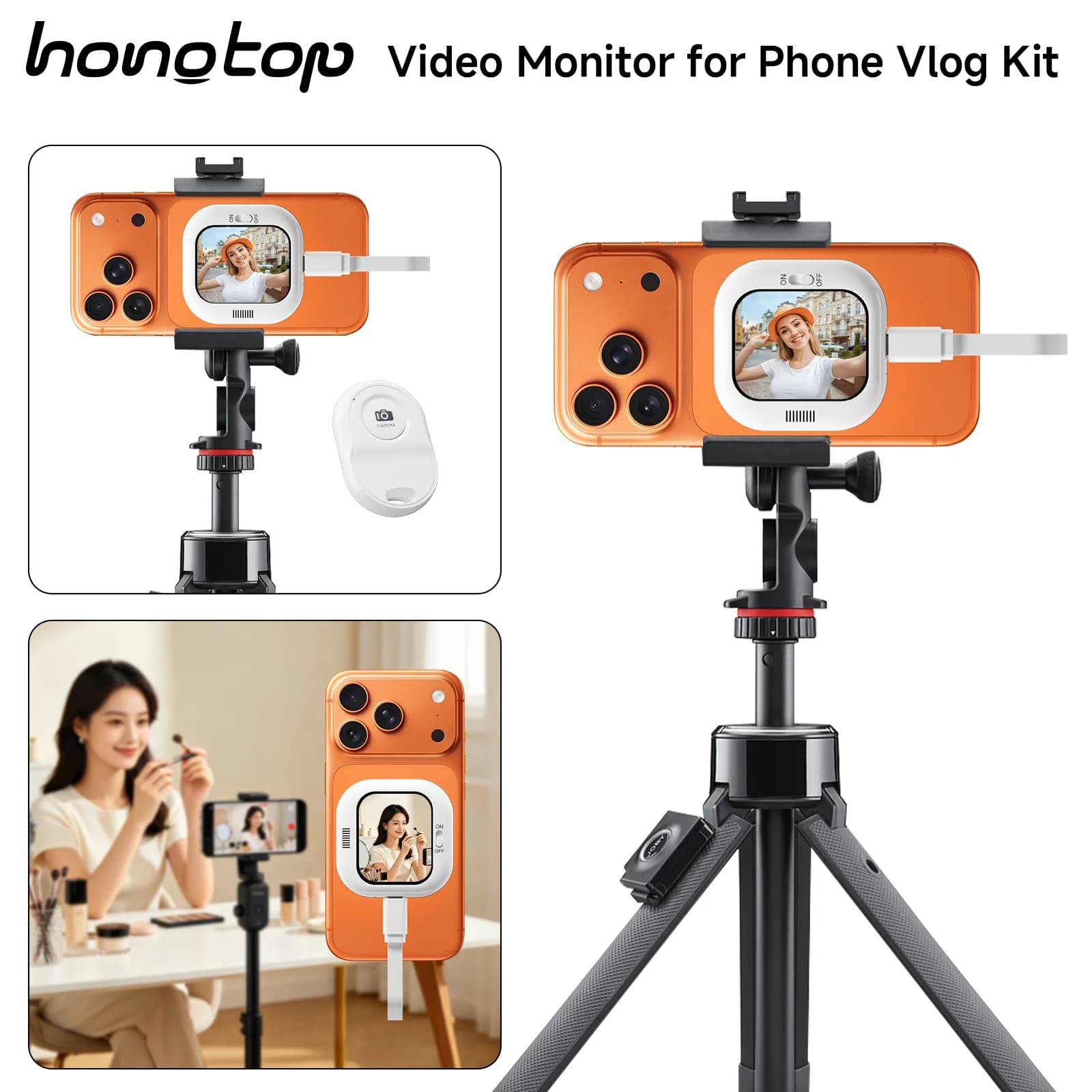Mini Schermo per Vlog e Selfie, Display HD Plug and Play, Adatto per Registrazioni Video con Fotocamera Posteriore dell'iPhone