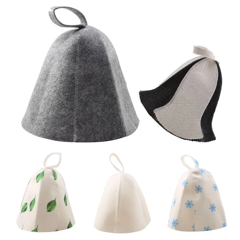 1/2/4PCS Felt Head Protection Bath Anti Heat Free Size Russian Style Shower Cap Sauna Hat Sauna Vaporarium Accessories Wholesale