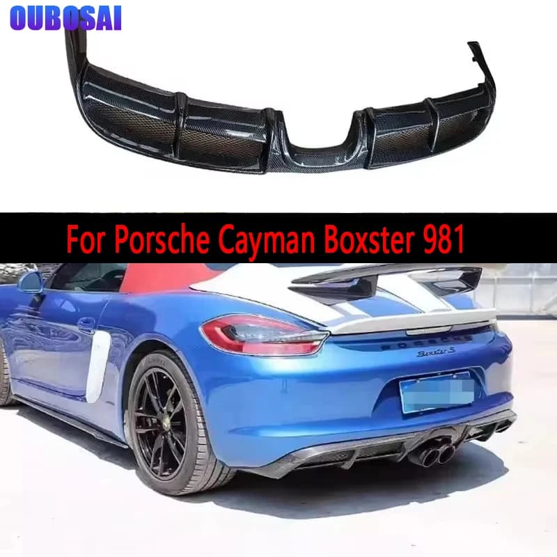 ​For Porsche Cayman Boxster 981 Carbon Fiber Car Rear Bumper Diffuser Rear Splitters Spoiler Back lip body kit