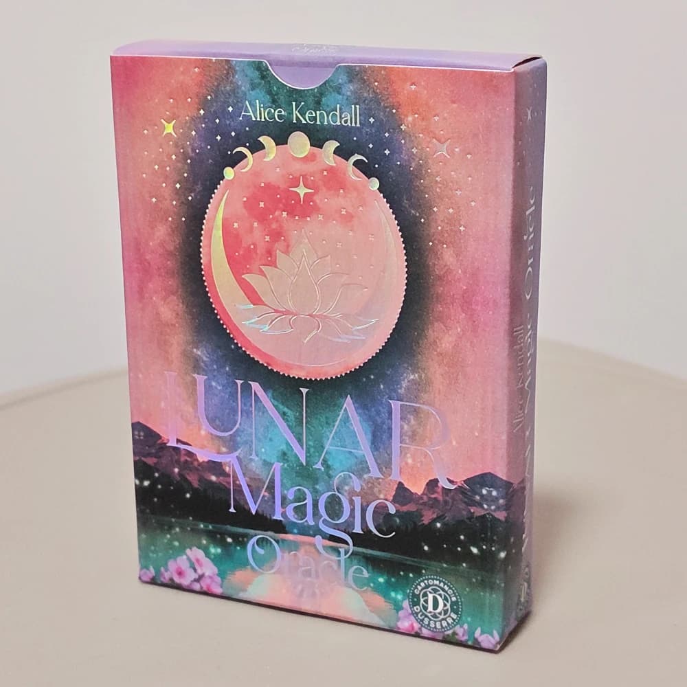 Lunar Magic Oracle Deck 40 Carte Lunari 10,5*7,5 cm a doppio rilievo, Fasi Lunari, Deesse, Animali Sacri, Piante, Regalo Spirituale