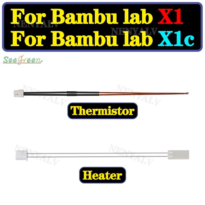 Riscaldatore a cartuccia in ceramica 24V 48W per Bambu Lab X1 / 100K NTC 3950 sensore di temperatura a termistore per bambu Lab X1C