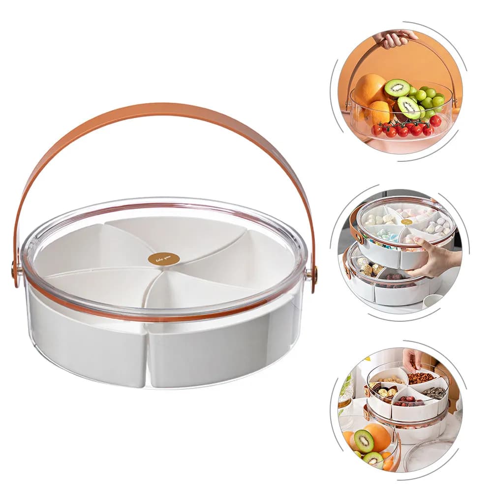 Vassoio Diviso per Frutta, Snack, Frutta Secca, Noci, Caramelle, Biscotti, Piatto da Portata per Feste, Natale, Ringraziamento, Matrimoni, Banchetti