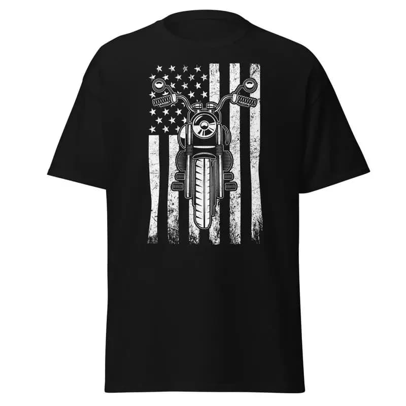 American Flag Motorcycle Patriotic Biker T Shirt Motorbike Club