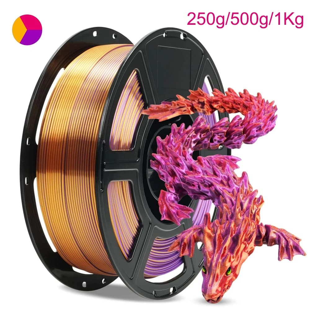 3D Printer Filament Triple Color PLA Silk Three Colors Red Purple Gold 250g 500g 1Kg 1,75mm Red Gold Purple 3D Printing Material