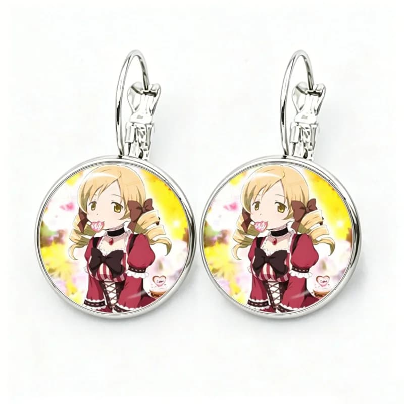 Mami Tomoe Cartoon Glass Cabochon Anime Puella Magi Madoka Magica French Hook Earrings Drop Earrings Jewelry Accessories Gifts