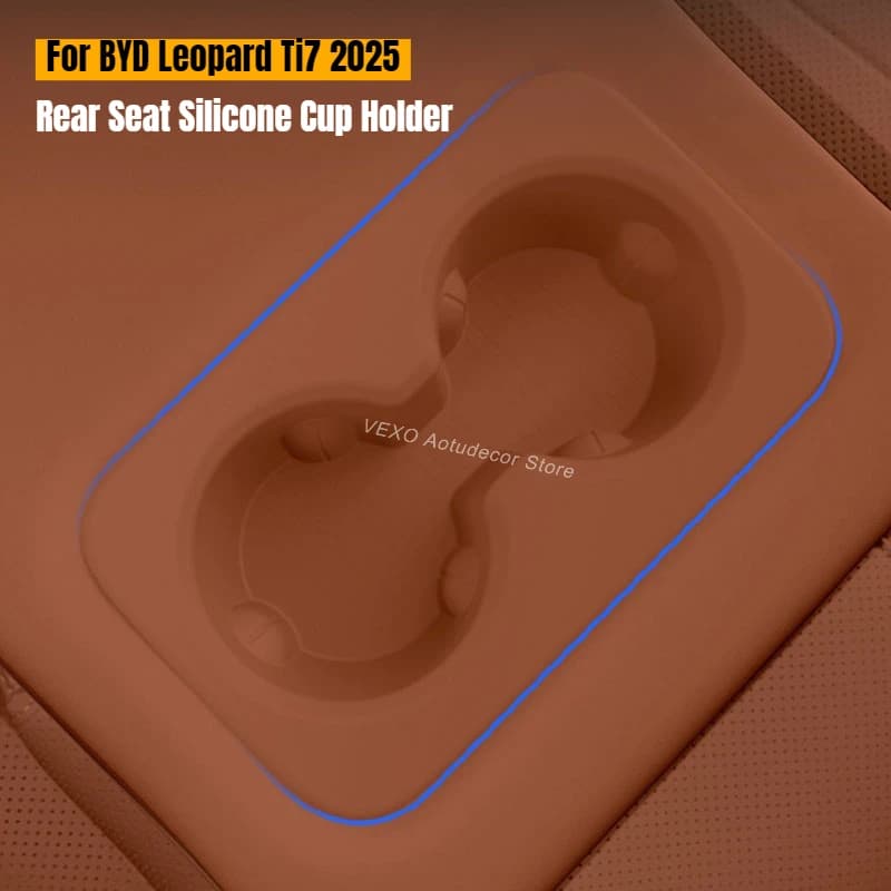 Portabicchieri in Silicone per Sedile Posteriore per BYD Leopard Ti 7 2025, Scatola Portaoggetti per Console Centrale Veicolo Elettrico, Inserto Antiscivolo per Portabicchieri
