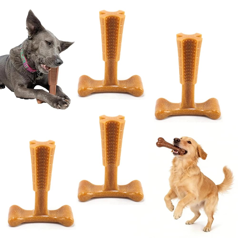 Giocattoli da masticare a forma di T per cani, naturali, non tossici, anti-morso, giocattolo interattivo per cuccioli, giocattolo per la pulizia dei denti, 1 pezzo
