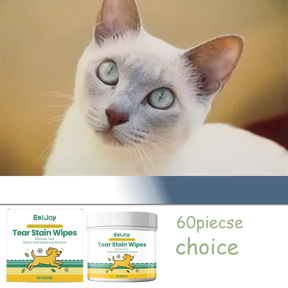 Salviette Umidificate EelJoy per la Pulizia delle Cicatrici Lacrimali per Animali Domestici, Gatti e Cani, Cura degli Occhi, Idratazione Confortevole, Salviette per la Cura degli Occhi