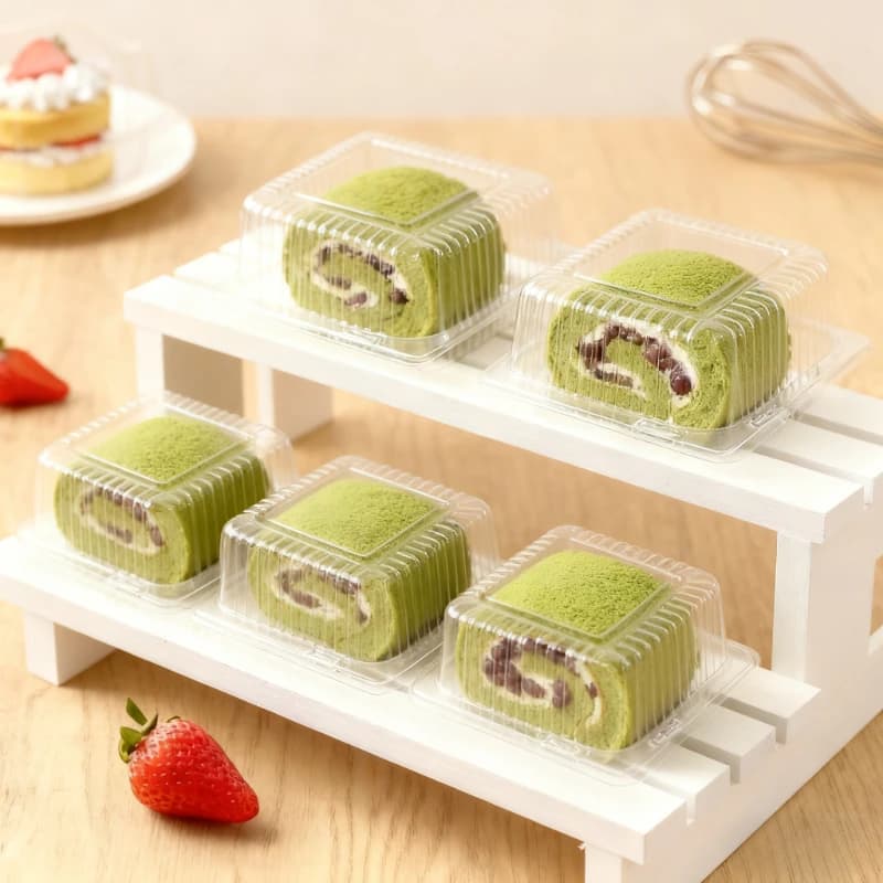 50 Pezzi Scatole Trasparenti in Plastica per Torte, Dessert, Pane, Frutta, Insalata, Compleanno, Matrimonio, Festa, Ristorante, Uso Domestico, Contenitori Alimentari Monouso