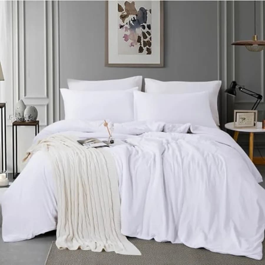 Size Duvet Cover - 3 Pcs Bedding Set 1 Duvet Cover and 2 Pillow Cases Soft Prewashed Comforter Cover w/Zipper Closure and Corne