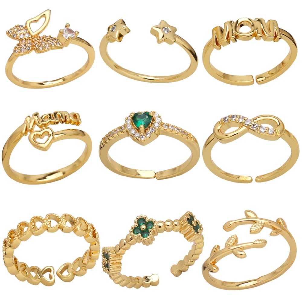 FLOLA Exquisite CZ Crystal Infinity Rings for Women anelli placcati in oro anelli impilabili INS gioielli regali rigs63