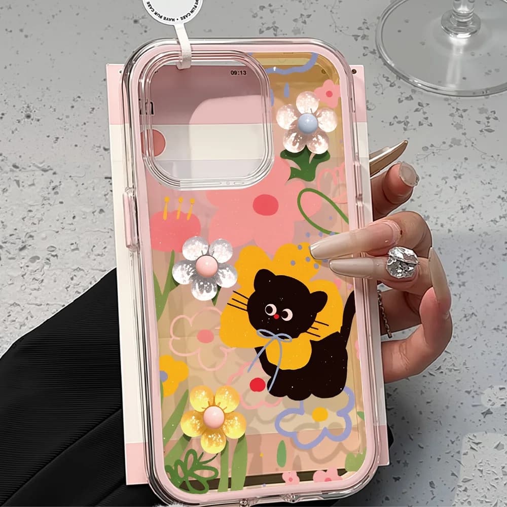 Clear Cute Cat Case For iPhone 17 Pro Max Cover 2 IN 1 Cases iPhone 16 15 12 13 14 Pro Max Air 11 iPhone17 Soft Tpu Cover Funda
