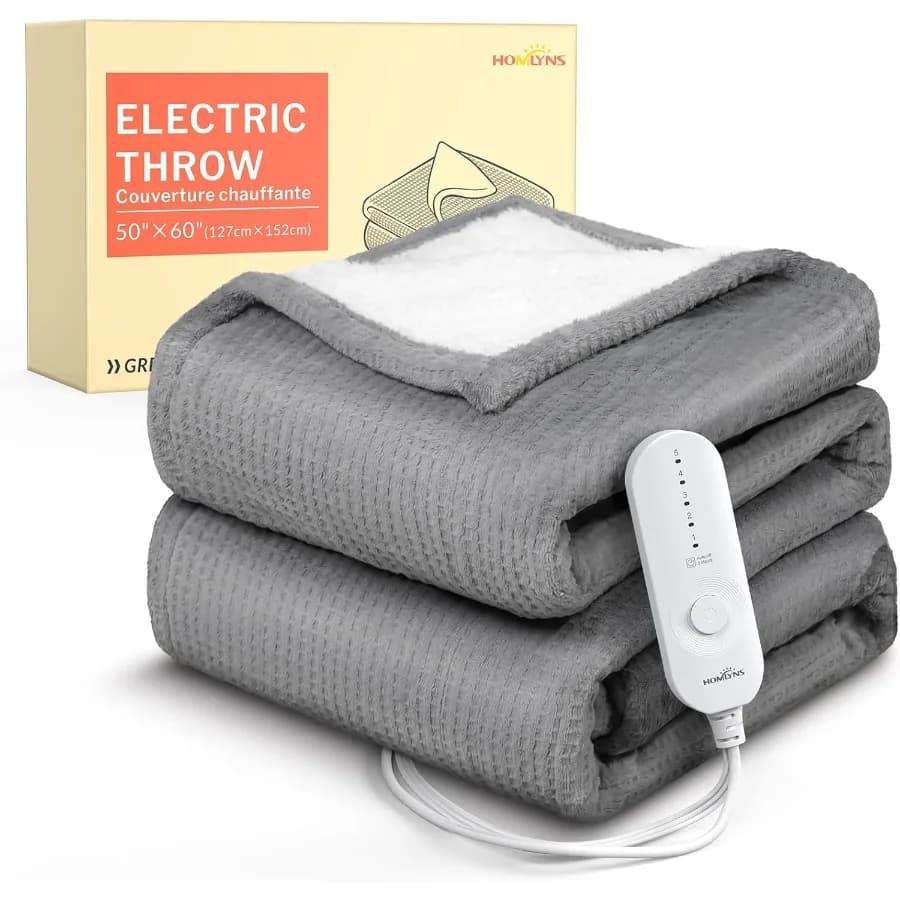 Coperta riscaldata LuxeHeat Coperta elettrica Sherpa in morbida flanella 5 impostazioni di calore Riscaldamento rapido Coperta riscaldante 3 ore T