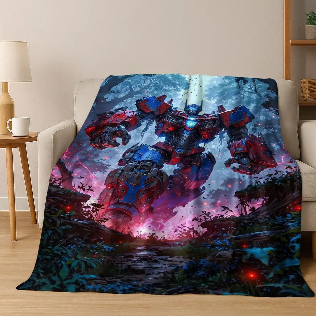 Coperta in flanella Cartoon T-Transformers Autobots Optimus Prime, morbida coperta calda e accogliente per la copertura del divano letto della camera da letto di casa