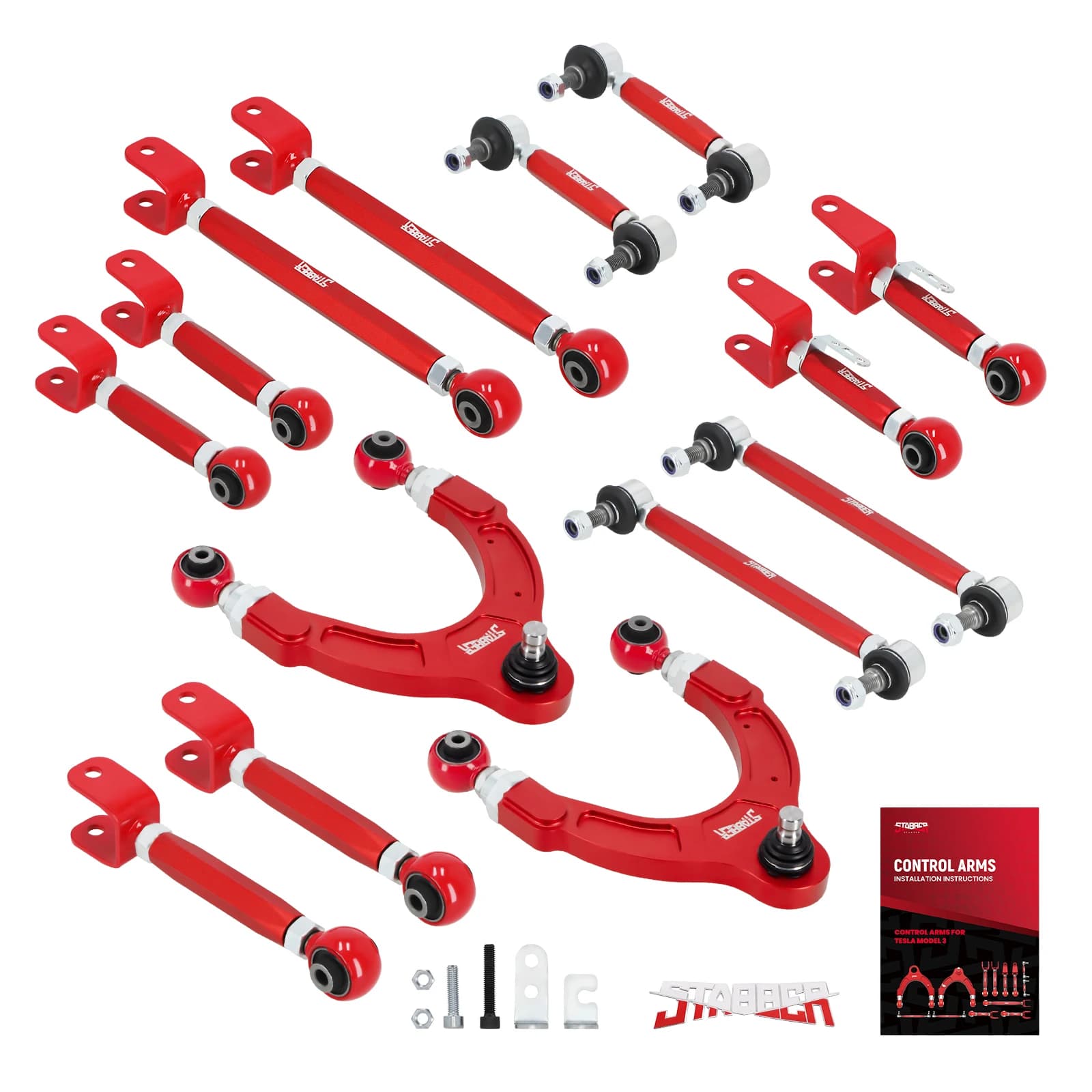 14x Bracci di Controllo Superiori Anteriori e Tiranti per Braccio Camber Posteriore per Tesla Model 3 / Y 17+