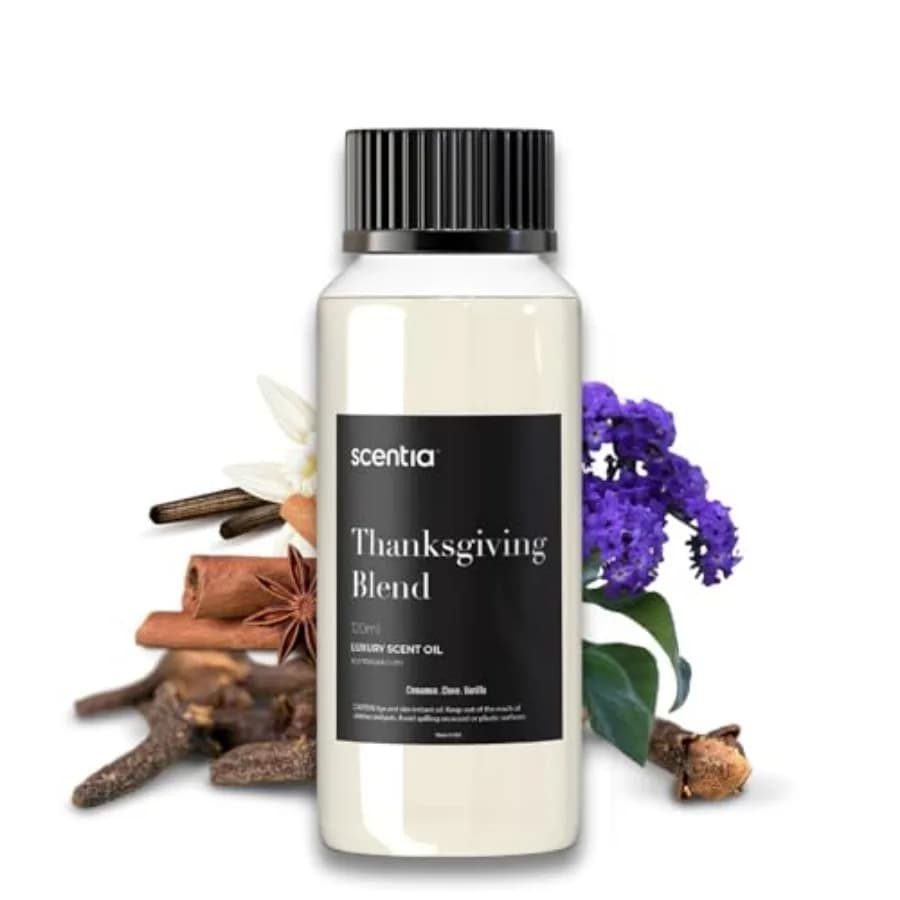 Olio Essenziale Premium 120 ml per Diffusore con Cannella, Chiodi di Garofano, Vaniglia e Cocco, Aromaterapia Autunnale per Casa e Candele