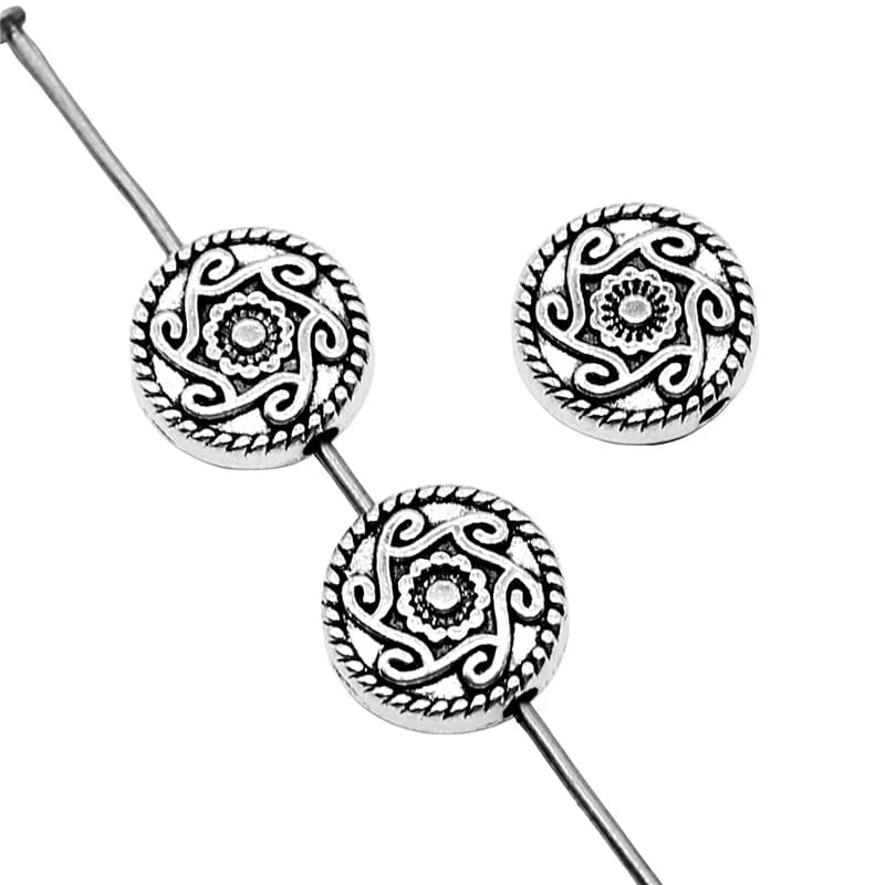 120pcs/lot DIY Jewelry Accessories Alloy Round patterned small-hole flat beads Earring Connector Bracelet Loose Bead Pendant