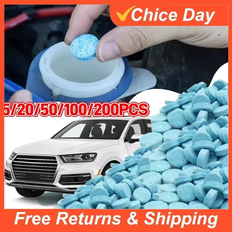 100 Pezzi - 2 Pezzi Pastiglie Effervescenti Concentrate per la Pulizia del Parabrezza Auto, Detergente Solido per Vetri Auto Amagi