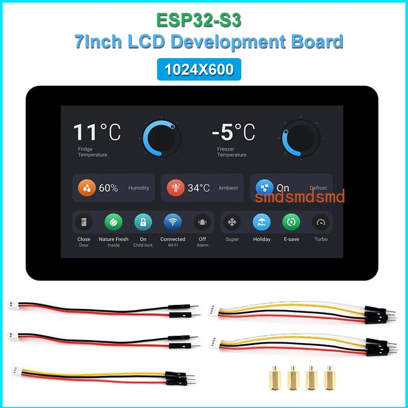 ESP32-S3 Scheda di sviluppo LCD da 7,0 pollici 1024x600 Display ESP32 Touchscreen LVGL GUI per Arduino IDE ESP-IDF PlatformIO