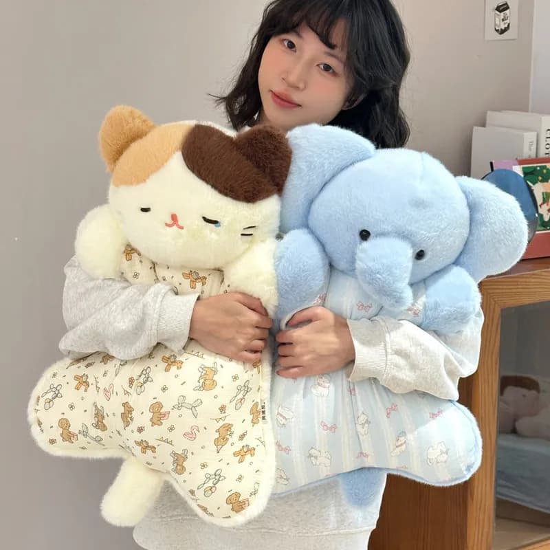 Cuscino per bambola a sacco di pecora piccola, bambola giocattolo in peluche con elefante sigillo, cuscino per dormire per ragazza, allevia lo stress, bambola lenitiva