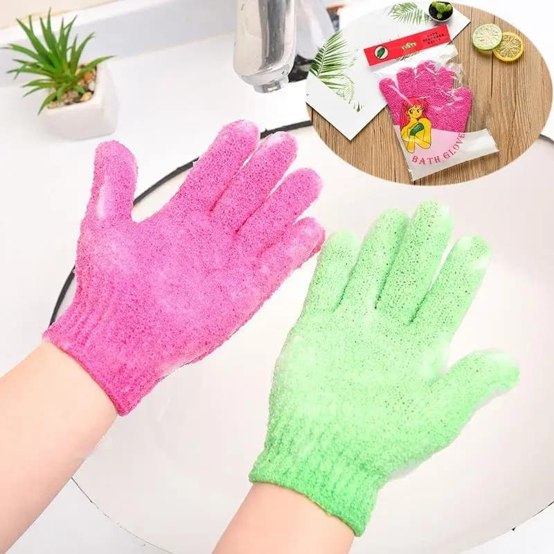 2Pcs Exfoliating Peeling Bath Mitt Glove Shower Scrub Body Massage Skin Moisturizing Sponge