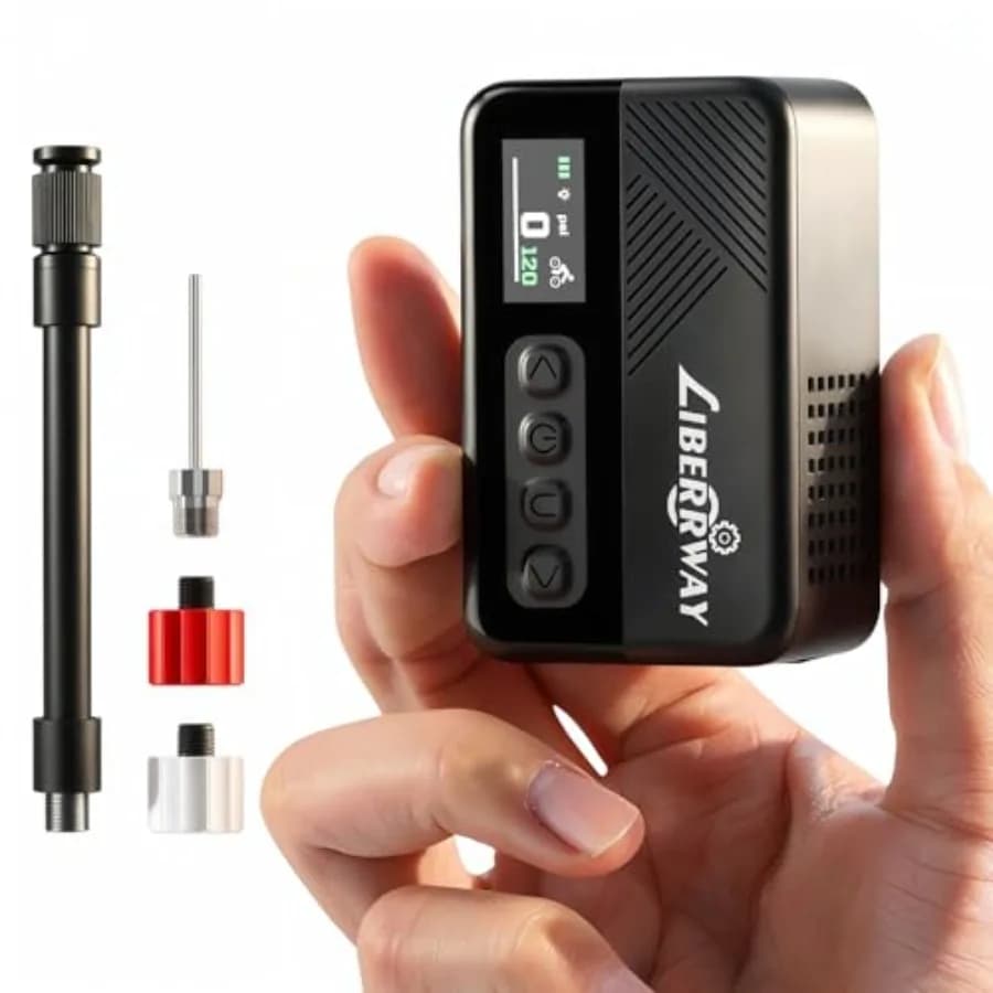 Mini Pompa per Pneumatici Bici, Pompa per Bicicletta da 120 PSI con Manometro, Precisione ±1 PSI, Pompa Elettrica Portatile con Funzione Auto-Stop per Bici con Valvola Presta e Schrader