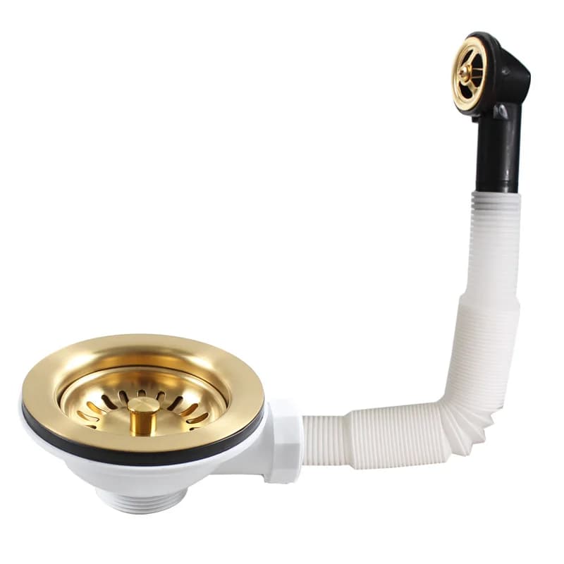 TALEA spazzolato colore dorato lavello cestello filtro rifiuti per cucina, troppopieno rotondo, accessorio Kit rifiuti lavello, XK186C061